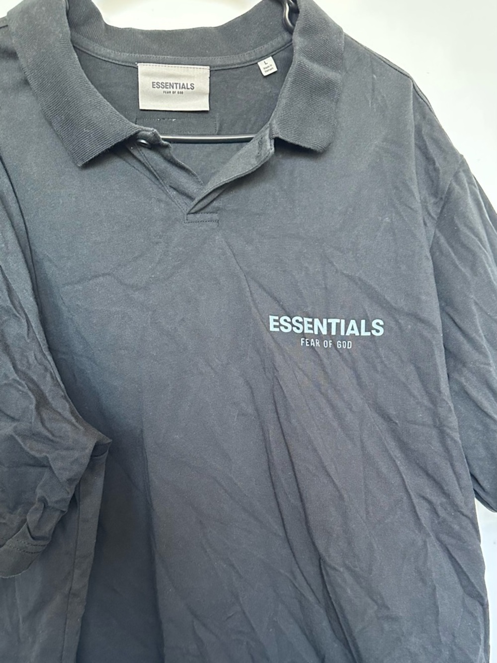 Essentials Fear of God Men's Black Polo with Front Logo